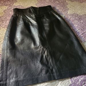 Chic Black Leather A-Line Skirt